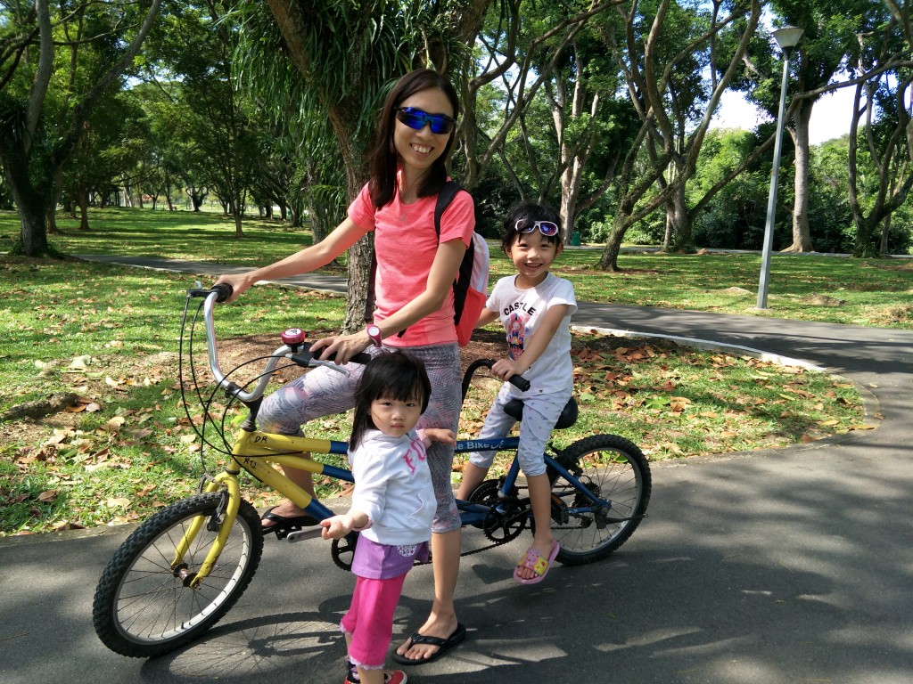 Cycling with my girls at the beach